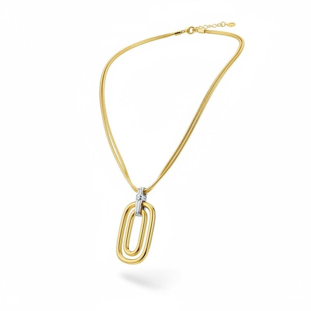 INC Gold Tone Charm Necklece Geometric Dangle Statement Jewelry New